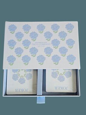 Two's Company Double Deck Hydrangea Textured Playing Cards With Box